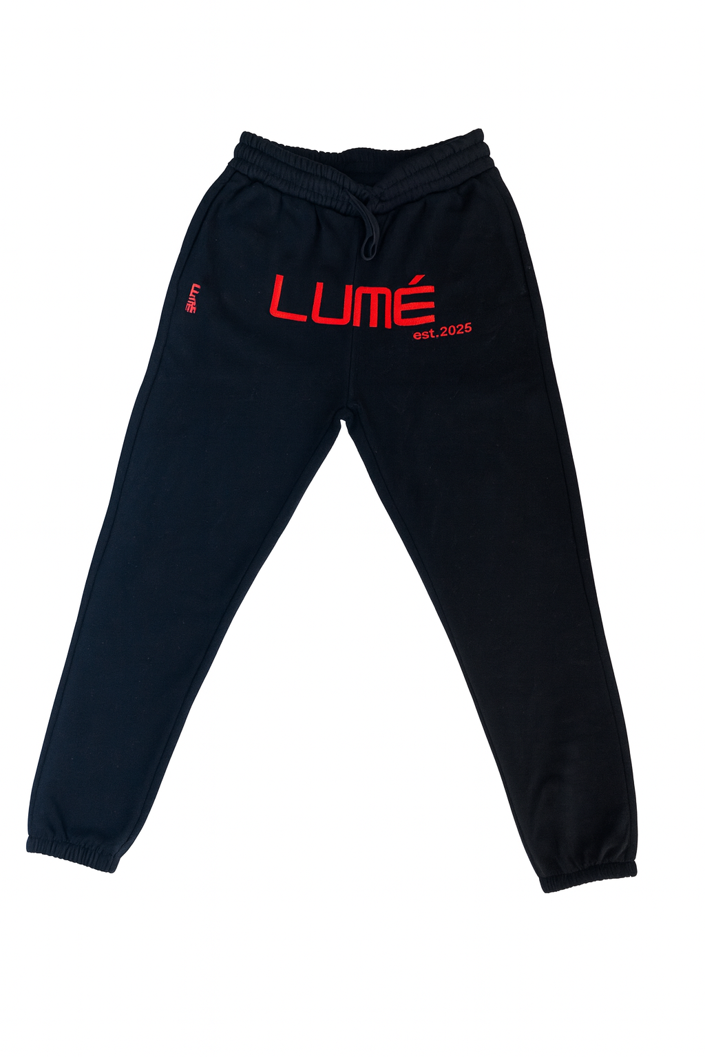 LUMÉ est 2025 Statement Track Pants – Black/Red Edition